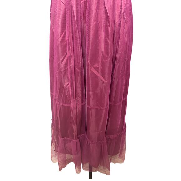 Melloday Maxi Dress-Smocked Bodice-Tiered Sleeveless Chiffon Magenta-Size s NWOT - Picture 4 of 9